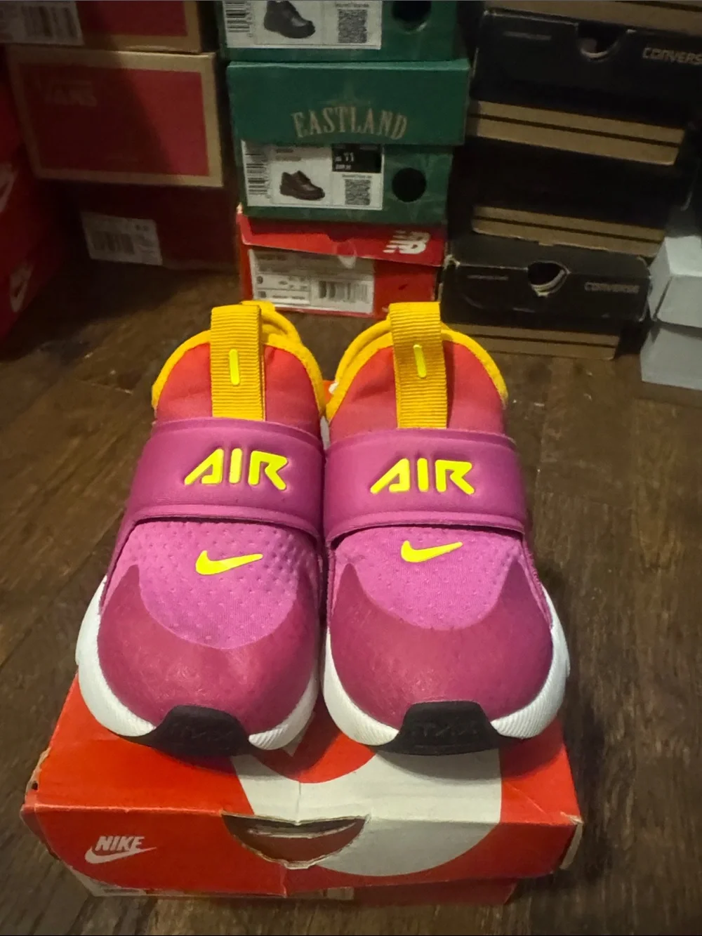 Nike Kids Pink & Yellow Air Slip-On Sneakers